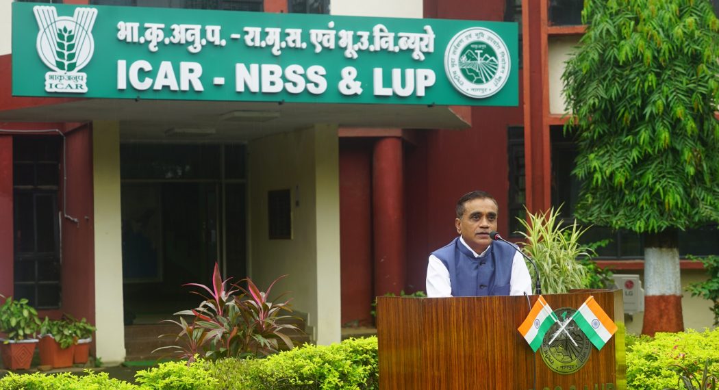 Dr. N.G. Patil, Director delivering speech at ICAR-NBSS&LUP, Nagpur on Independence Day, 15th August,2024