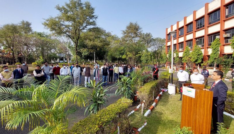 Dr. B.S. Dwivedi, Director delivering speech at ICAR-NBSS&LUP, Nagpur on Republic Day (26th January 2022)